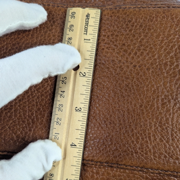 Vintage Brahmin Tobacco Brown Pebbled Leather Satchel Handbag Gold Hardware - Picture 12 of 16